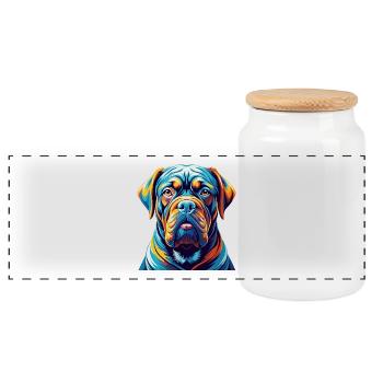 Dogue De Bordeaux Chien Race Dessin Animé Kawaii - Boîte à biscuits avec couvercle en bois - blanc - Devant