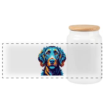Retriever à poil bouclé race chien dessin animé Kawaii - Boîte à biscuits avec couvercle en bois - blanc - Devant