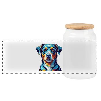 Catahoula Cur Chien Race Coloré Dessin Animé Kawaii - Boîte à biscuits avec couvercle en bois - blanc - Devant
