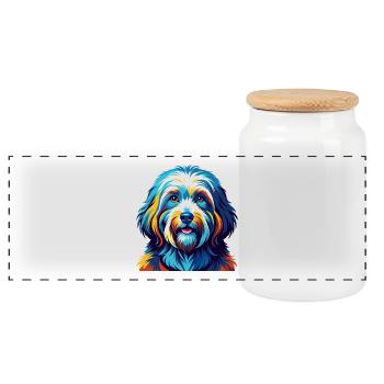 Coton De Tulear Chien Race Coloré Dessin Animé Kawaii - Boîte à biscuits avec couvercle en bois - blanc - Devant
