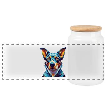 Catahoula Leopard Hunderasse Karikatur Kawaii - Panorama Keksdose mit Holzdeckel - Weiß - Vorne