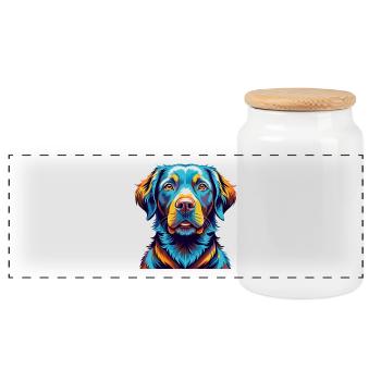 Chesapeake Bay Retriever Chien Race Dessin animé Kawaii - Boîte à biscuits avec couvercle en bois - blanc - Devant