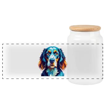 Englisch Setter Hund Rasse Bunt Karikatur Kawaii - Panorama Keksdose mit Holzdeckel - Weiß - Vorne