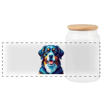 Entlebucher Sennenhund Rasse Cartoon Kawaii - Panorama Keksdose mit Holzdeckel - Weiß - Vorne