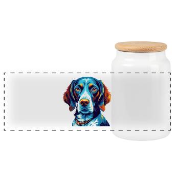 Braque de Gascogne Chien Race Dessin Animé Kawaii - Boîte à biscuits avec couvercle en bois - blanc - Devant