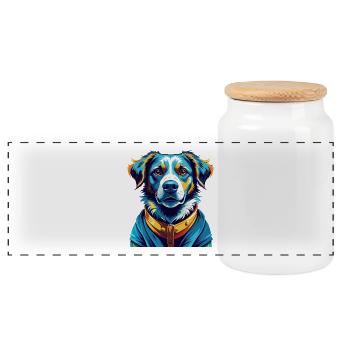 Goldador Dog Breed Colorful Cartoon Kawaii - Panoramic Cookie Jar with Wooden Lid - white - Front