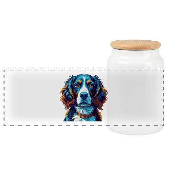 Deutsche Spaniel Hunderasse Bunte Karikatur Kawaii - Panorama Keksdose mit Holzdeckel - Weiß - Vorne