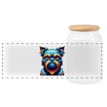 Griffon Bruxellois Hunderasse Karikatur Kawaii - Panorama Keksdose mit Holzdeckel - Weiß - Vorne