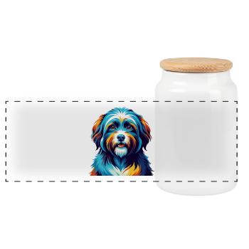 Race de chien havanais, dessin animé coloré, Kawaii - Boîte à biscuits avec couvercle en bois - blanc - Devant