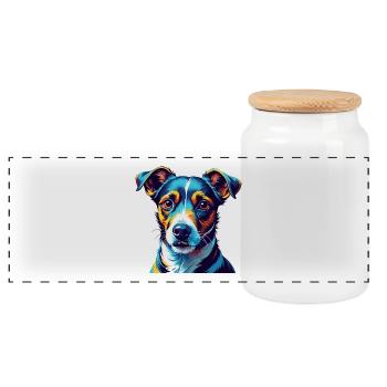 Jack Russell Terrier Chien Race Dessin animé Kawaii - Boîte à biscuits avec couvercle en bois - blanc - Devant