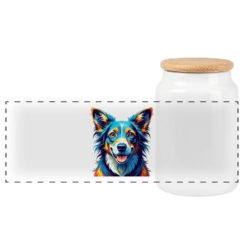 Kanni Chien Race Coloré Aquarelle Dessin Animé Kawaii - Boîte à biscuits avec couvercle en bois - blanc - Devant