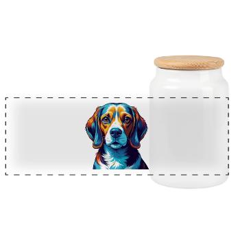 Kerry Beagle Hunderasse Bunte Karikatur Kawaii - Panorama Keksdose mit Holzdeckel - Weiß - Vorne