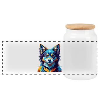 Italien Volpino Chien Race Coloré Dessin Animé Kawaii - Boîte à biscuits avec couvercle en bois - blanc - Devant