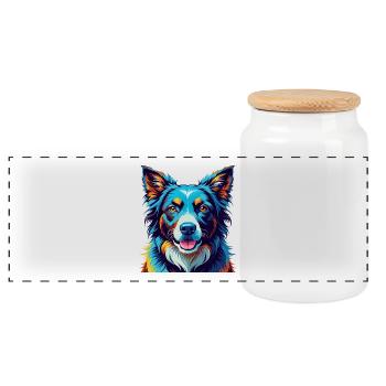Karst Schäferhund Hunderasse Bunt Karikatur Kawaii - Panorama Keksdose mit Holzdeckel - Weiß - Vorne
