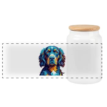 Gordon Setter Hunderasse Bunte Karikatur Kawaii - Panorama Keksdose mit Holzdeckel - Weiß - Vorne