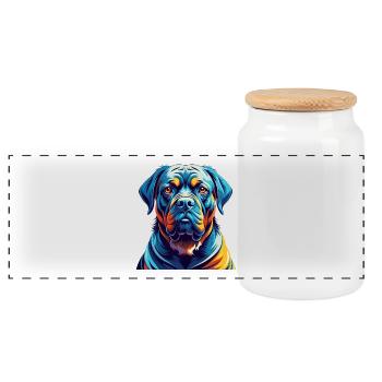 Mallorca Mastiff Hunderasse Bunt Karikatur Kawaii - Panorama Keksdose mit Holzdeckel - Weiß - Vorne