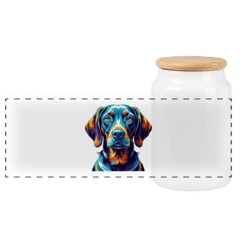 Ungarische Vizsla Hunderasse Bunte Karikatur Kawaii - Panorama Keksdose mit Holzdeckel - Weiß - Vorne