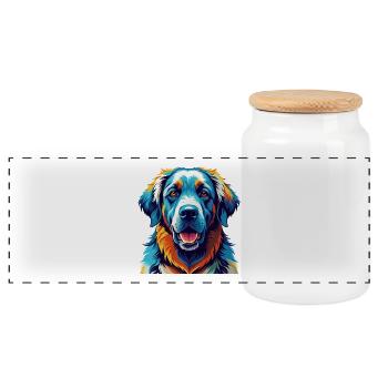 Ungarische Kuvasz Hunderasse Bunte Karikatur Kawaii - Panorama Keksdose mit Holzdeckel - Weiß - Vorne