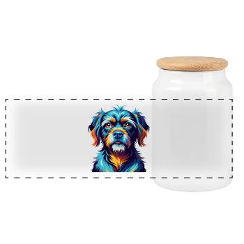 Griffon Bleu De Gascogne Hunderasse Karikatur Kawaii - Panorama Keksdose mit Holzdeckel - Weiß - Vorne