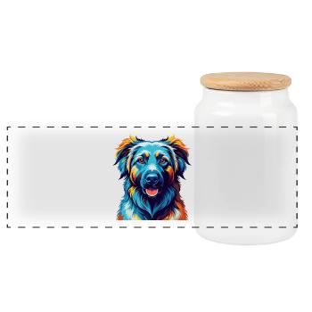 Kuchi Berger Afghan Chien Race Dessin Animé Kawaii - Boîte à biscuits avec couvercle en bois - blanc - Devant