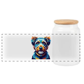 Lucas Terrier Hunderasse Bunte Karikatur Kawaii - Panorama Keksdose mit Holzdeckel - Weiß - Vorne
