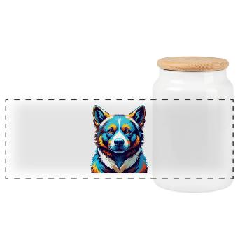 Ours Carélien Chien Race Coloré Dessin Animé Kawaii - Boîte à biscuits avec couvercle en bois - blanc - Devant