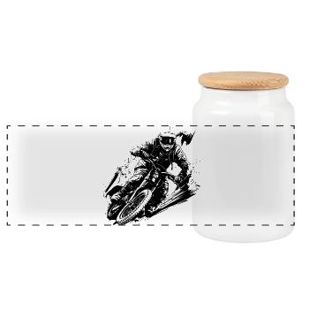 BMX Bike - Panoramic Cookie Jar with Wooden Lid - white - Front