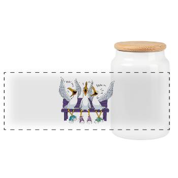 Mouettes sur Banc - Boîte à biscuits avec couvercle en bois - blanc - Devant