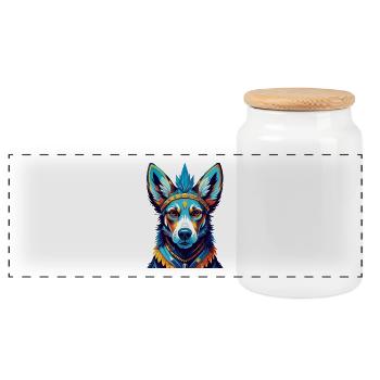 Hase Indischer Hund Rasse Bunt Karikatur Kawaii - Panorama Keksdose mit Holzdeckel - Weiß - Vorne