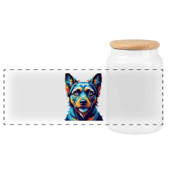Deutscher Jagdterrier Hunderasse Karikatur Kawaii - Panorama Keksdose mit Holzdeckel - Weiß - Vorne