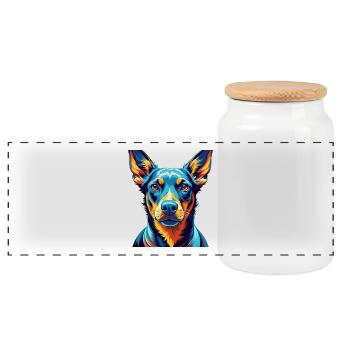 Kretischer Hund Hunderasse Bunte Karikatur Kawaii - Panorama Keksdose mit Holzdeckel - Weiß - Vorne