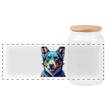 Australische Kelpie Hunderasse Karikatur Kawaii - Panorama Keksdose mit Holzdeckel - Weiß - Vorne