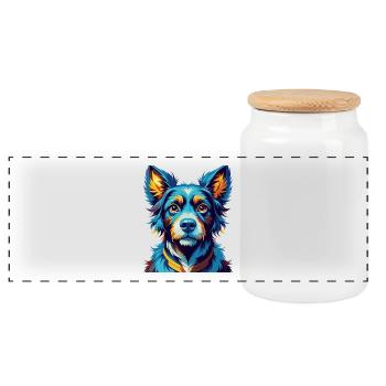 Bleu de Gascogne race de chien coloré dessin animé kawaii - Boîte à biscuits avec couvercle en bois - blanc - Devant