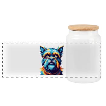 Belgische Griffon Hunderasse Bunte Karikatur Kawaii - Panorama Keksdose mit Holzdeckel - Weiß - Vorne