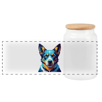 Australische Rinder Hund Rasse Karikatur Kawaii - Panorama Keksdose mit Holzdeckel - Weiß - Vorne