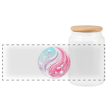 Cosmic Yin Yang: Galactic Balance of the Universe - Panoramic Cookie Jar with Wooden Lid - white - Front