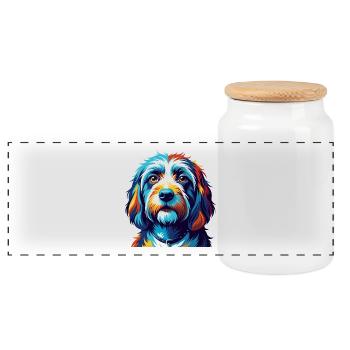 Petit Basset Griffon Vendéen Race De Chien Dessin Animé - Boîte à biscuits avec couvercle en bois - blanc - Devant