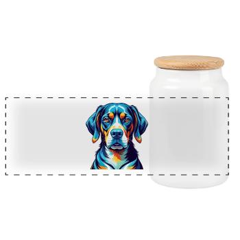 Serbischer Windhund Rasse Bunte Karikatur Kawaii - Panorama Keksdose mit Holzdeckel - Weiß - Vorne