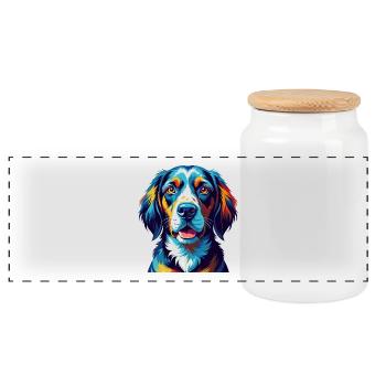 Poitevin Hound Hunderasse Bunte Karikatur Kawaii - Panorama Keksdose mit Holzdeckel - Weiß - Vorne