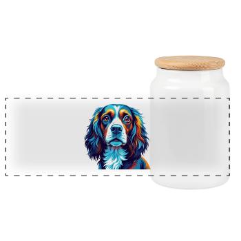 Pont Audemer Epagneul Chien Race Dessin Animé Kawaii - Boîte à biscuits avec couvercle en bois - blanc - Devant
