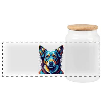 Uruguayische Cimarron Hunderasse Karikatur Kawaii - Panorama Keksdose mit Holzdeckel - Weiß - Vorne