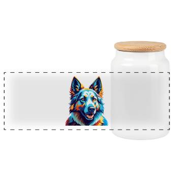 Weißer Schäferhund Hunderasse Bunte Karikatur Kawaii - Panorama Keksdose mit Holzdeckel - Weiß - Vorne