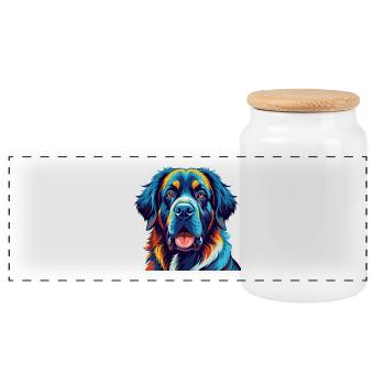 Spanische Dogge Hunderasse Bunte Karikatur Kawaii - Panorama Keksdose mit Holzdeckel - Weiß - Vorne