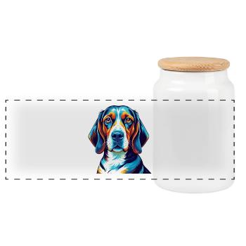 Treeing Walker Coonhound Hunderasse Karikatur Kawaii - Panorama Keksdose mit Holzdeckel - Weiß - Vorne
