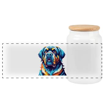 Transmontano Mastiff Hunderasse Karikatur Kawaii - Panorama Keksdose mit Holzdeckel - Weiß - Vorne