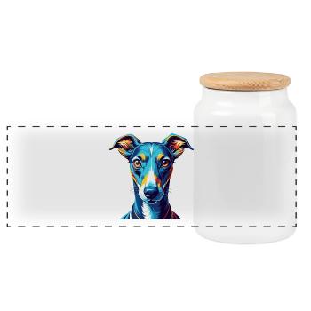 Whippet Hunderasse Bunte Karikatur Kawaii - Panorama Keksdose mit Holzdeckel - Weiß - Vorne