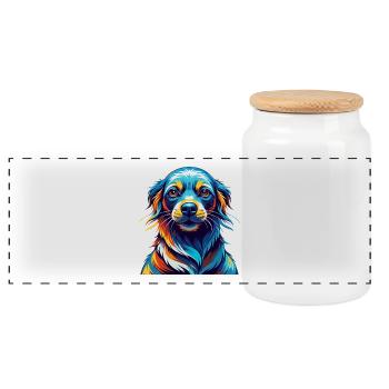 Seskar phoque chien race coloré dessin animé Kawaii - Boîte à biscuits avec couvercle en bois - blanc - Devant