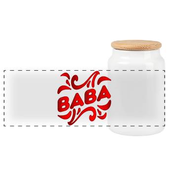 Turkish Father BABA - Turkey Türkiye - Panoramic Cookie Jar with Wooden Lid - white - Front