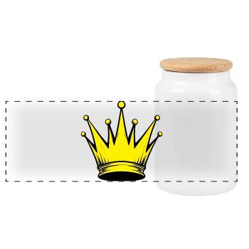 Couronne dorée - Boîte à biscuits avec couvercle en bois - blanc - Devant