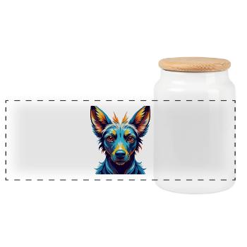 Xoloitzcuintli Hunderasse Bunte Karikatur Kawaii - Panorama Keksdose mit Holzdeckel - Weiß - Vorne
